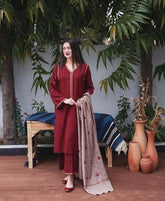 ASLIGN CASUALLY WEAR DHANAK WOOL EMBROIDERED 3 PIECE